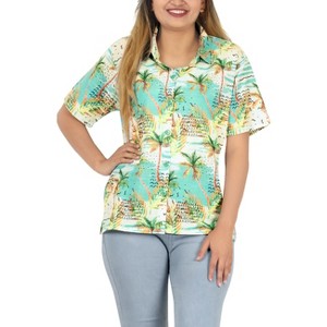 HAPPY BAY Button Down Shirt for Women Summer Tropical Vacation Button Up Casual Shirt Short Sleeve Tops Holidays Blouses for Women - 1 of 4