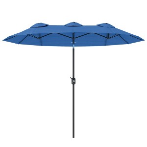 Aghana Digitals 9.5' Navy Blue Outdoor Patio Umbrella with Push Button Tilt, Crank Lift, 3 Air - 1 of 4