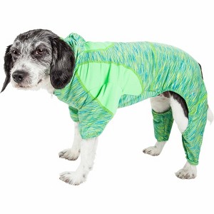 Pet Life (R) Active 'Downward Dog' Heathered Performance 4-Way Stretch Two-Toned Full Body Warm Up Hoodie - 1 of 4