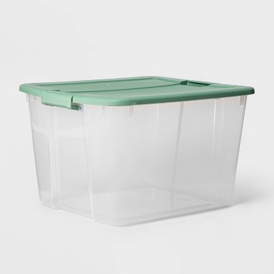66qt Latching Tote Clear Light Green Lid - Room Essentials™