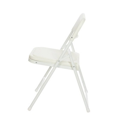 Set of 4 White Plastic and Steel Folding Chairs