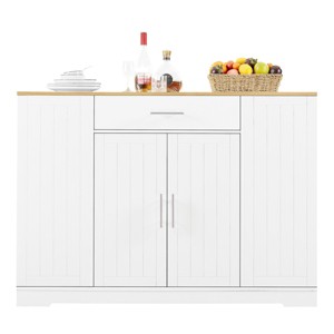 TopComfy Decorative Storage Cabinets Kitchen Storage Islands Locker with Drawers and Trash Can Storage for Kitchen, White, 53.2"*20.91"*37.99" - 1 of 4