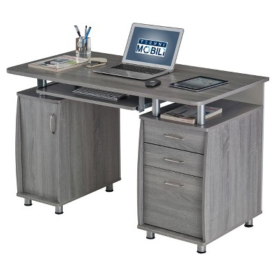 Complete Workstation Computer Desk with Storage Gray - Techni Mobili