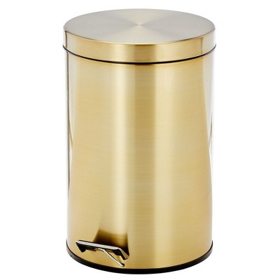 mDesign 3.2 Gallon Round Step Garbage Trash Can, Removable Liner - Soft Brass