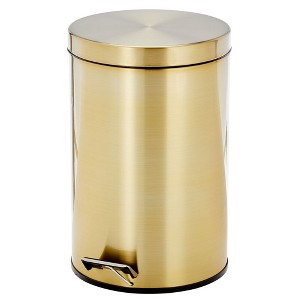 mDesign 3.2 Gallon Round Step Garbage Trash Can, Removable Liner - Soft Brass - 1 of 4