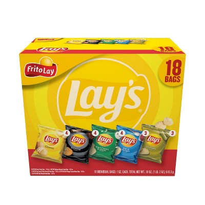 Frito-lay Lay's Mix Potato Chips Variety Pack - 18ct/18oz : Target