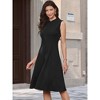 INSPIRE CHIC Women's Work Mock Split Neck Sleeveless Casual Elegant A-Line Midi Dresses - 4 of 4
