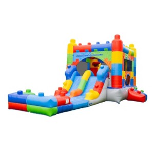Herokiddo 14'x26' Block Party Commercial Grade Lightweight Bounce House Water Slide with Detachable Pool, Basketball Hoop, and Air Blower Included. - 1 of 4