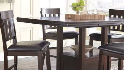 Haddigan Dark Brown Wood Extendable Counter Height Dining Table