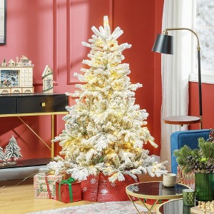 Whisen 5FT Prelit Artificial Christmas Tree with LED Light and 931 Tips, Metal Base - Green - 1 of 4