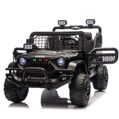 TopComfy Baby Walkers Two Seater Kids Ride On Car Four Wheel Shock Absorption Kids Toy Kids Gift Outdoor Play for Kids, Black, 44.09"*26.38"*12.99"