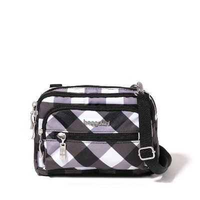 Baggallini Women's On Track Zip Crossbody Bag With RFID Phone Wristlet - Black Cheetah Print, Lightweight & Water-Resistant