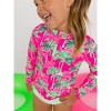 RuffleButts Baby/Toddler Girls UPF50+ Long Sleeve Zipper Rash Guard 2-Piece - 4 of 4
