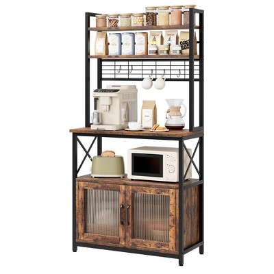 Bakers Rack with Cabinet 5 Tier Microwave Stand