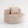 Modern Upholstered Accent Chair with Throw Pillow, Round Corduroy Lounge Sofa - ModernLuxe - 3 of 4