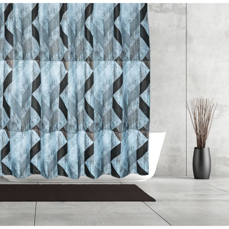 Zig Zag Shower Curtain Teal/Tan - Moda at Home, 1 of 5