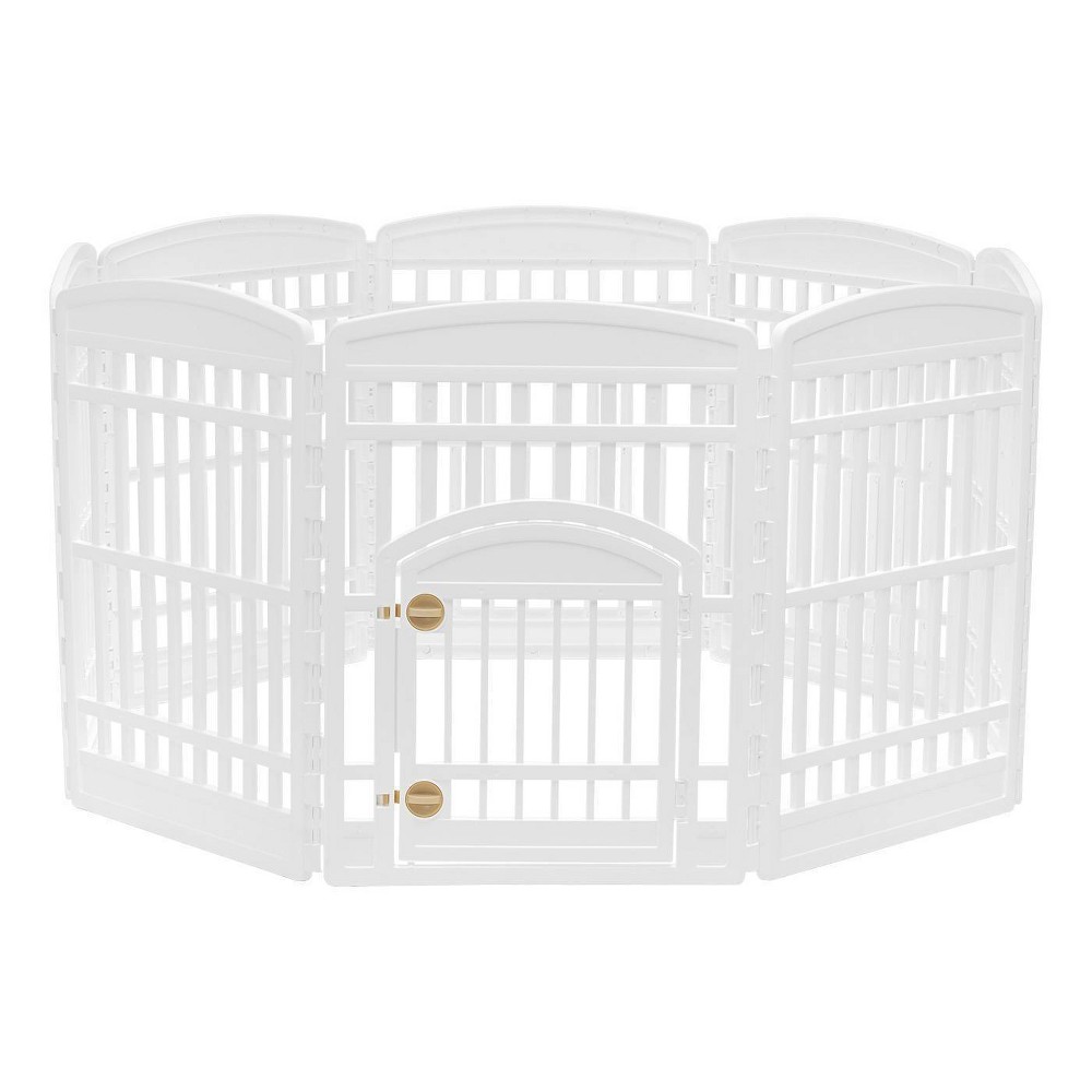 IRIS 34" Dog and Cat Exercise Playpen - White