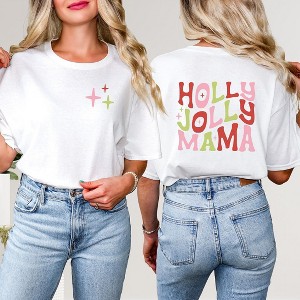 Simply Sage Market Women's Holly Jolly Mama Colorful Front and Back Short Sleeve Graphic Tee - 1 of 3