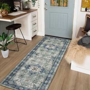 Area Rugs Vintage Floral Distressed Rug ,Non-Slip Low Pile Distressed Indoor Carpet Soft Rug - 1 of 4