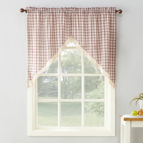54 X14 Maisie Plaid Kitchen Blackout Curtain Valance Ruby No