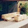 vidaXL Solid Pinewood Patio Furniture Set - 10 Piece Lounge Set with Cream Cushions for Garden Deck Outdoor - 2 of 4