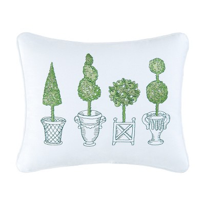 C&F Home Colonial Williamsburg Topiary Green Cotton Embroidered Pillow