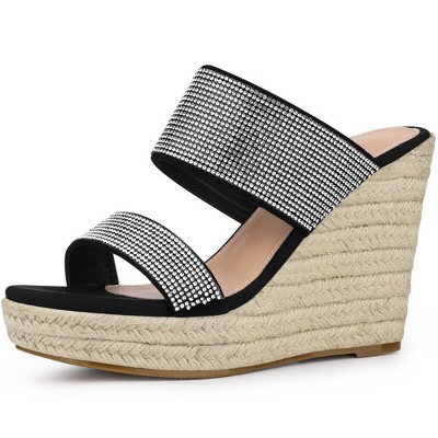 Braided Design Espadrille Wedge Slide Sandals