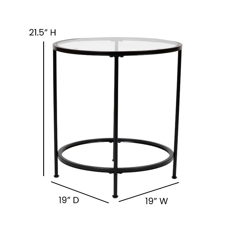 Flash Furniture Astoria Collection Round End Table - Modern Clear Glass Accent Table with Matte Black Frame, 4 of 11
