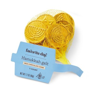 Hanukkah Milk Chocolate Gelt - 1.7oz/7ct - Favorite Day™ - 1 of 3