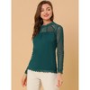 INSPIRE CHIC Women's Elegant Lace Sleeve Scalloped Trim Summer Casual Chiffon Blouse - 4 of 4