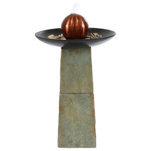 Sunnydaze 38" H Decorative Orb Slate Outdoor Water Fountain - 1 of 4