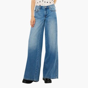 KanCan Essentials Women's Parth Mid Rise Medium Wash Super Wide