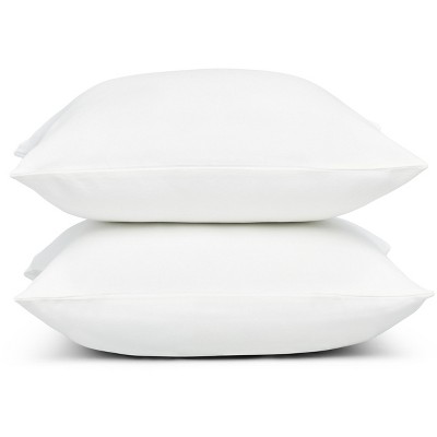 Coop Home Goods 18"x18" Indoor Throw Pillows Inserts With Cross-Cut Memory Foam and Microfiber Fill- CertiPUR-US Certified, White Square (Pack of 2)