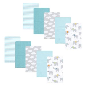Hudson Baby Flannel Burp Cloth 10pk, Teal Elephant, One Size - 1 of 4
