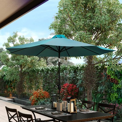 Teal 9 FT Round Patio Umbrella with Aluminum Pole