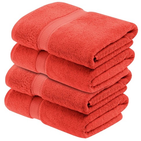 Premium Cotton 800 Gsm Heavyweight Plush Luxury 4 Piece Bathroom Towel Set,  Coral - Blue Nile Mills : Target