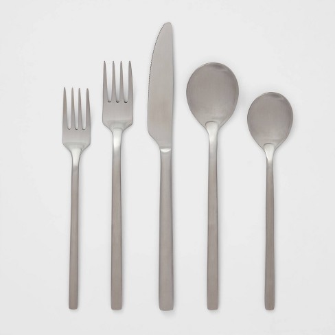 20pc Squared Straight Flatware Set Black - Room Essentials™ : Target