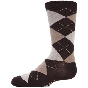 Memoi Boy's Classic Argyle Mercerized Cotton Blend Crew Socks - 1 of 2
