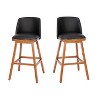 Emma and Oliver Upholstered Mid-Back Stools with Nailhead Accent Trim & Wood Frames - 2 of 4