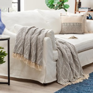 Chanasya Ornate Diamond Cotton Throw Blanket With Tassels - 1 of 4