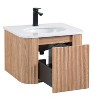 Lyngins Wall-Mounted Bathroom Vanity with Sink, Modern Floating Vanity Cabinet with Soft Close Drawer, Wave Texture Wood Finish, Cultured Marble - 4 of 4