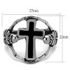 Slickblue Bold Men's Ring, Skeleton Holding Cross Design with Jet Black Epoxy, Polished Silver Finish, Sizes 8–13 - 2 of 4
