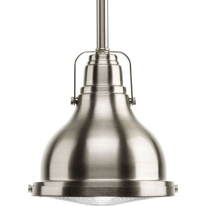 Progress Lighting, Fresnel Lens Collection, 1-Light LED Pendant, Brushed Nickel, Prismatic Glass, Material: Steel - 1 of 1