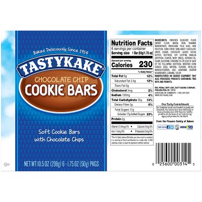Tastykake Chocolate Chip Cookie Bar -  10.5oz / 6ct