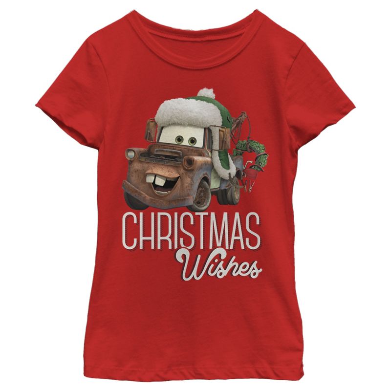 Girl's Cars Merry Christmas Mater T-Shirt, 1 of 6