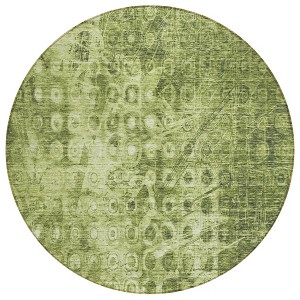 Olive Green Ikat Washable Indoor Outdoor Area Rug - 1 of 4