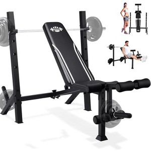 KRISRATE 900LBS Weight Bench Set with Squat Rack, Adjustable Bench Press Set with Leg Extension and Leg Curl, Flat Incline Decline Workout Bench - 1 of 4