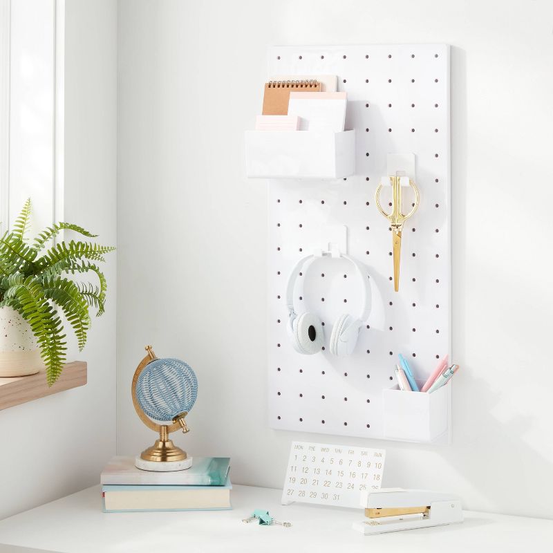 Pegboard Single Cup Accessory - Brightroom&#8482;: White Plastic Organizer Bin, Portable & Adjustable, No Assembly Required, 2 of 4