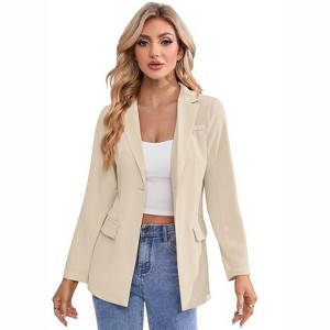Coolmee Women's Blazer Long Sleeve Open Front Casual Single Breasted Office Blazer with Pockets - 1 of 2