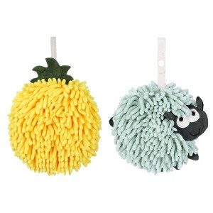 REGALWOVEN 2 Pcs Cute Comfortable Soft Absorbent Chenille Ball Fuzzy Hand Towel - 1 of 4